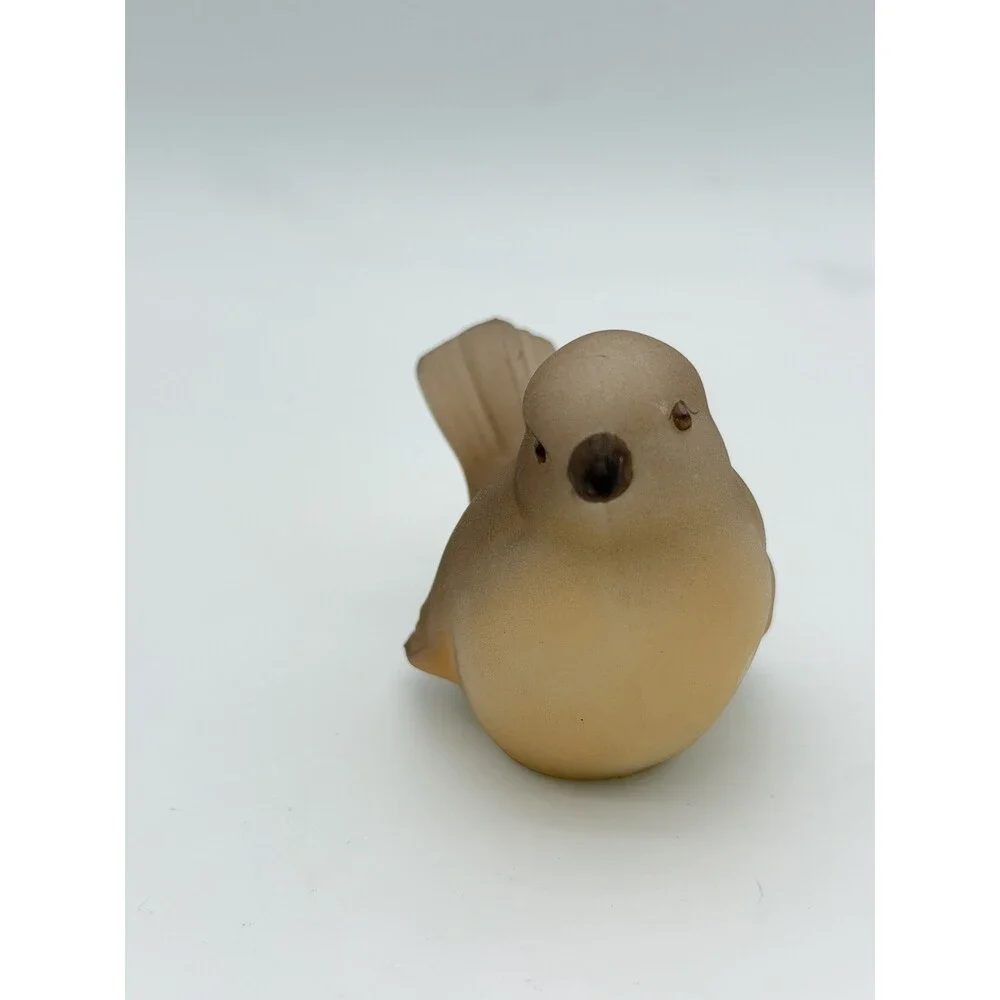 Fenton Art Glass Opal Satin Bird Robin Figurine Vintage Signed USA